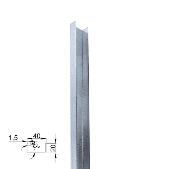 Steel lamella Zn 20x40x2000mm "U"