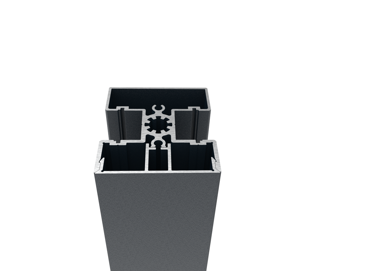 Kit Poteau Aluminium 50x60 et Bande de Couverture, pour Partie Serrure - 1850mm Anthracite R7016