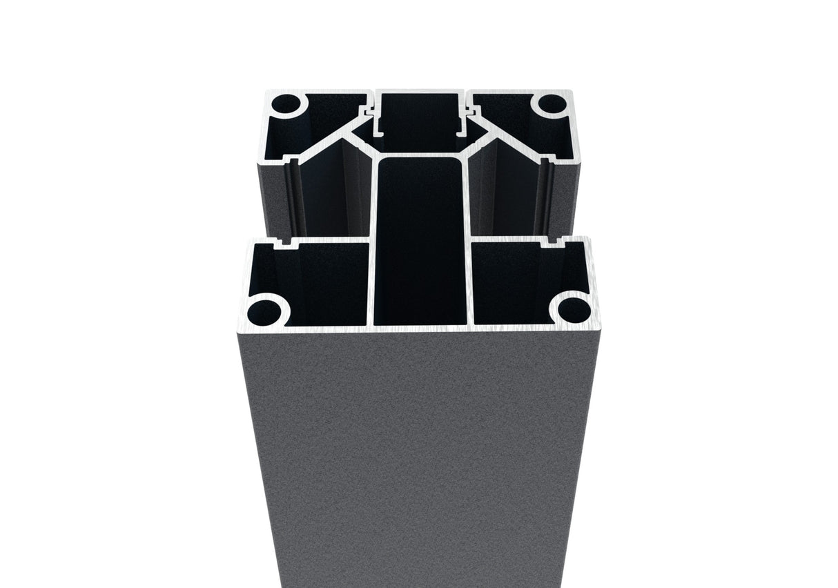 Aluminum fence post set 70 × 70 mm – 2.5 m – Anthracite RAL 7016 – for infills 20 mm wide