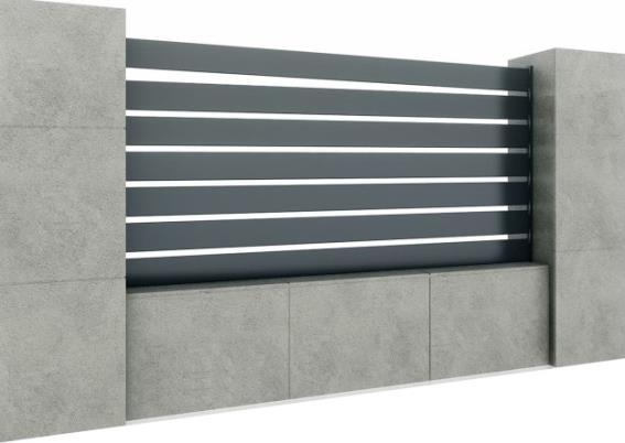 Aluminium fence assembly with a slat 20x120, 1.2x2,5m