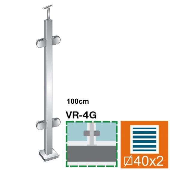 Stainless steel pole, VK-straight AISI304, 40x40x2