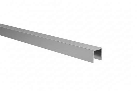 Glazing profile U AL 15x15x2mm for 6–8mm glass with stainless steel finish