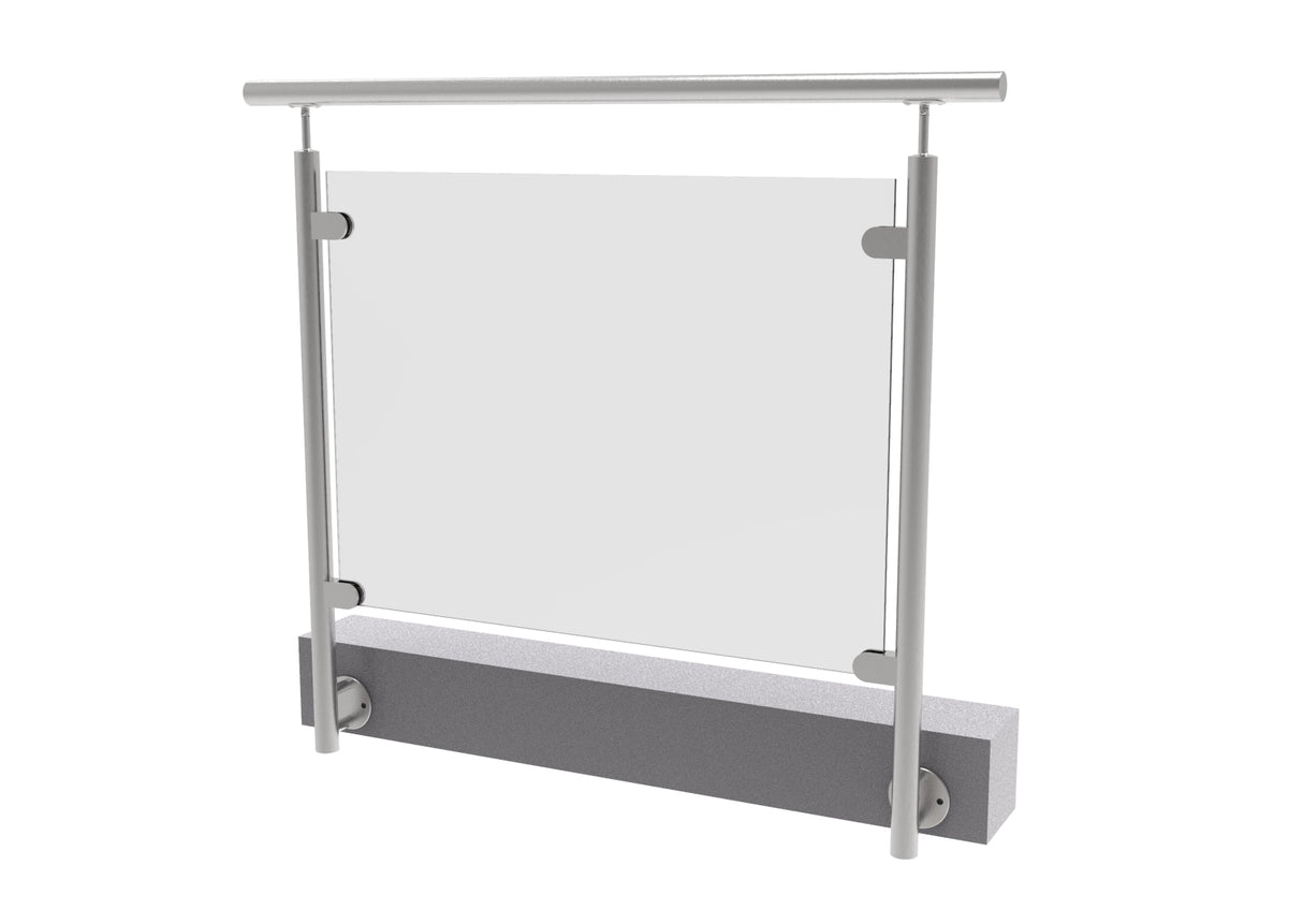 Inox pole - side anchoring, straight - left + plat