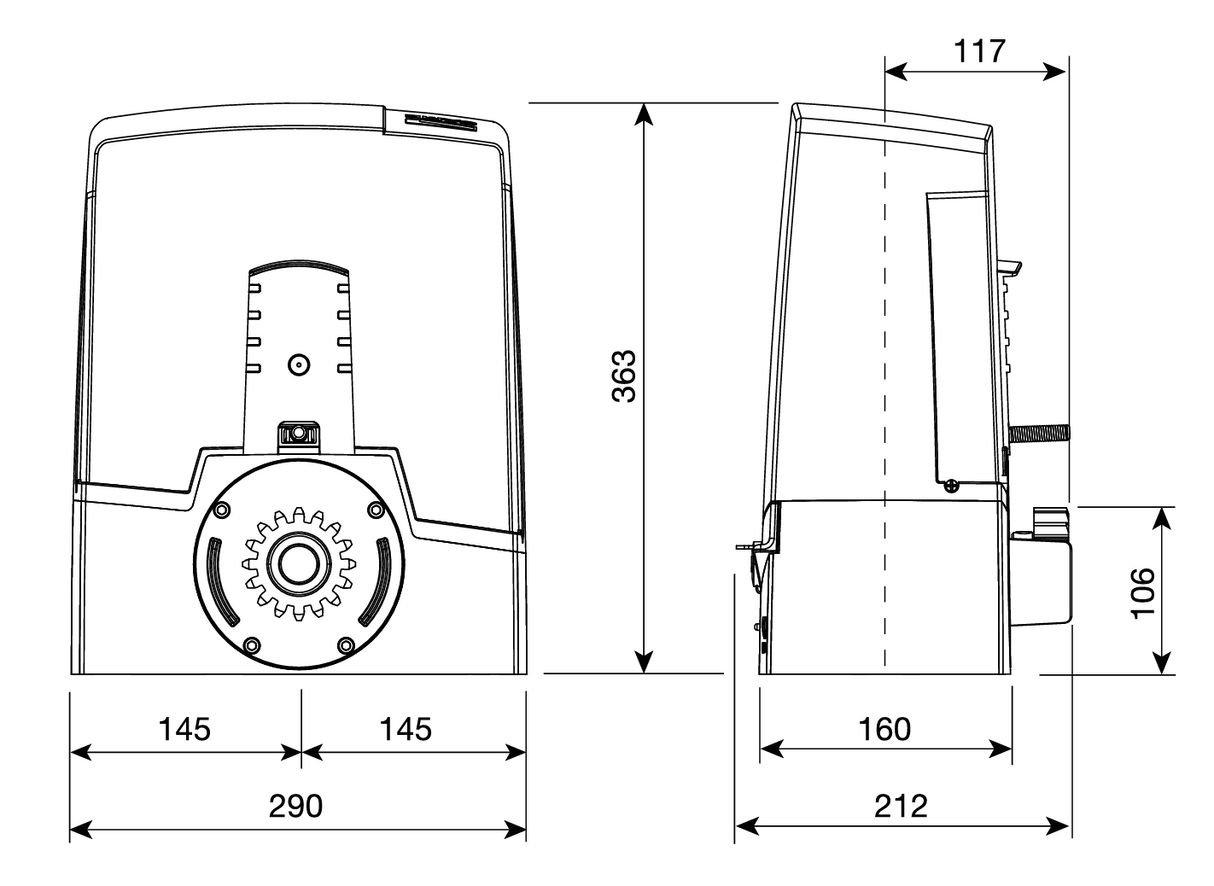 CAME automation for sliding gates, set, max 1000kg