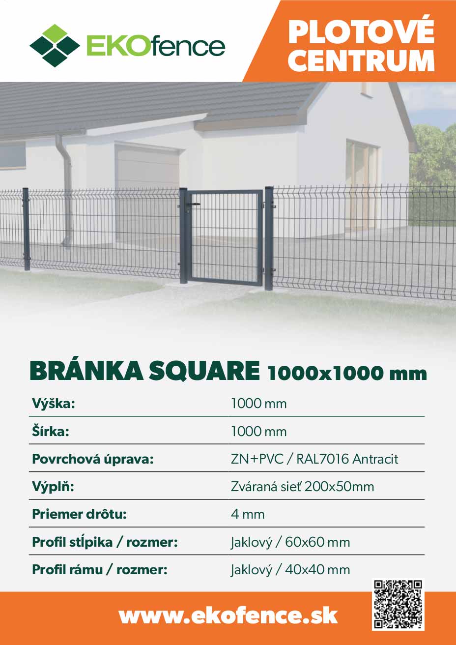 Bránka 1kr. SQUARE ZnPVC 1000x1000mm, antracit