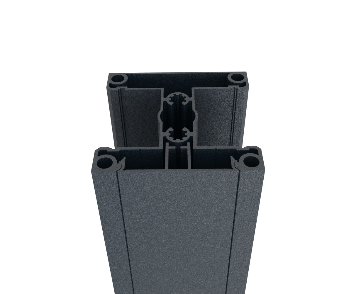 Set of aluminium post 70x70 and cover rail - 6000mm R7016