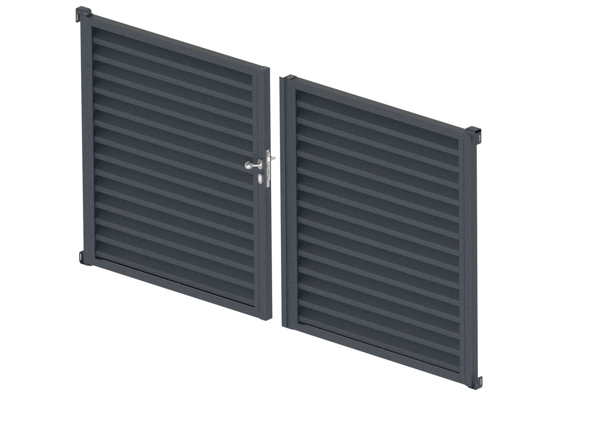 Double-wing aluminium louvre gate 3.92x1.85m - set