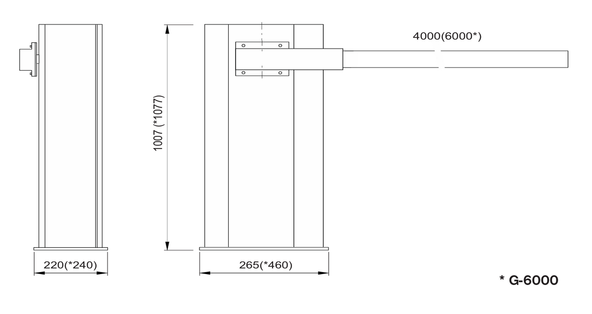 Barrier with electronics 24V, 6,5m