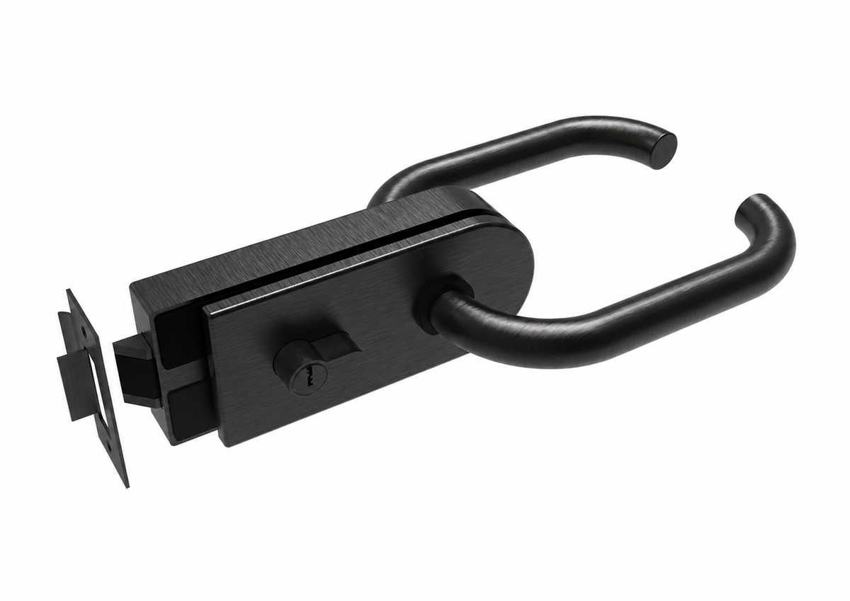 Serrure pour porte en verre AISI304 PZ + serrure BLACK
