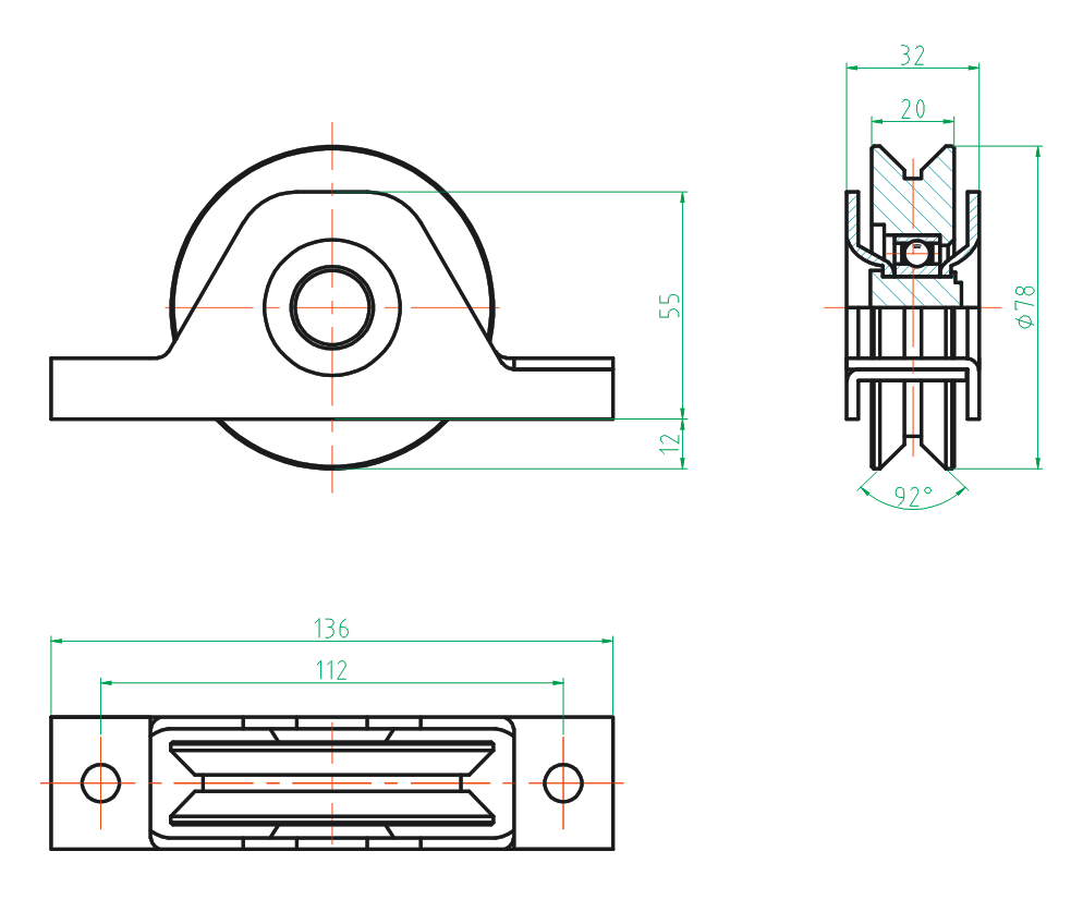 Casters set -V Zn, D80