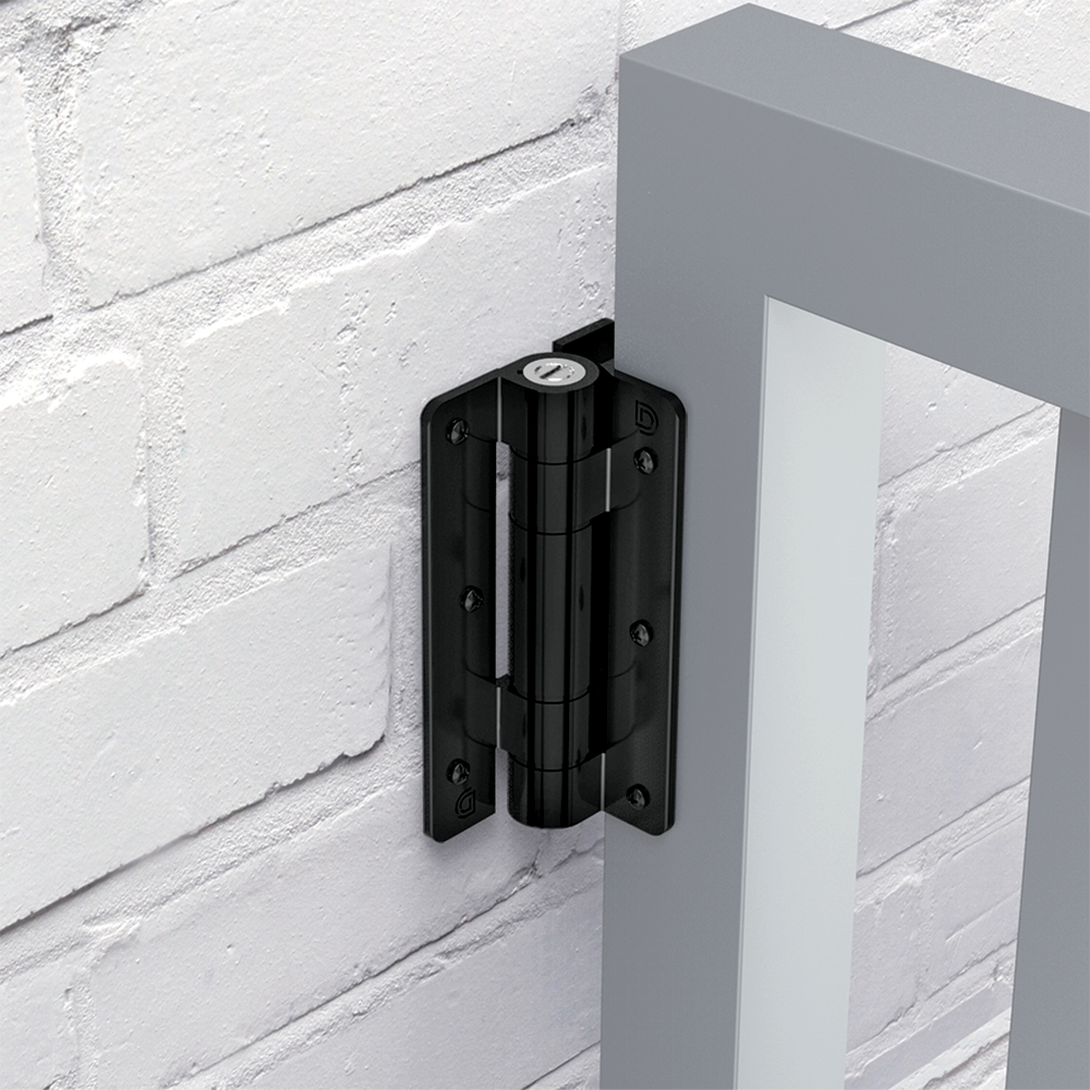Spring hinge onesided, Aluminium, wall mounting