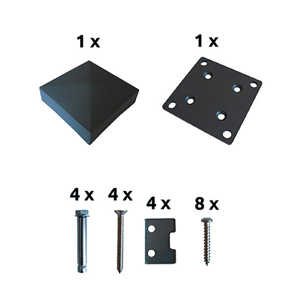 Base de poteau Al avec accessoires. anthracite 130x130mm