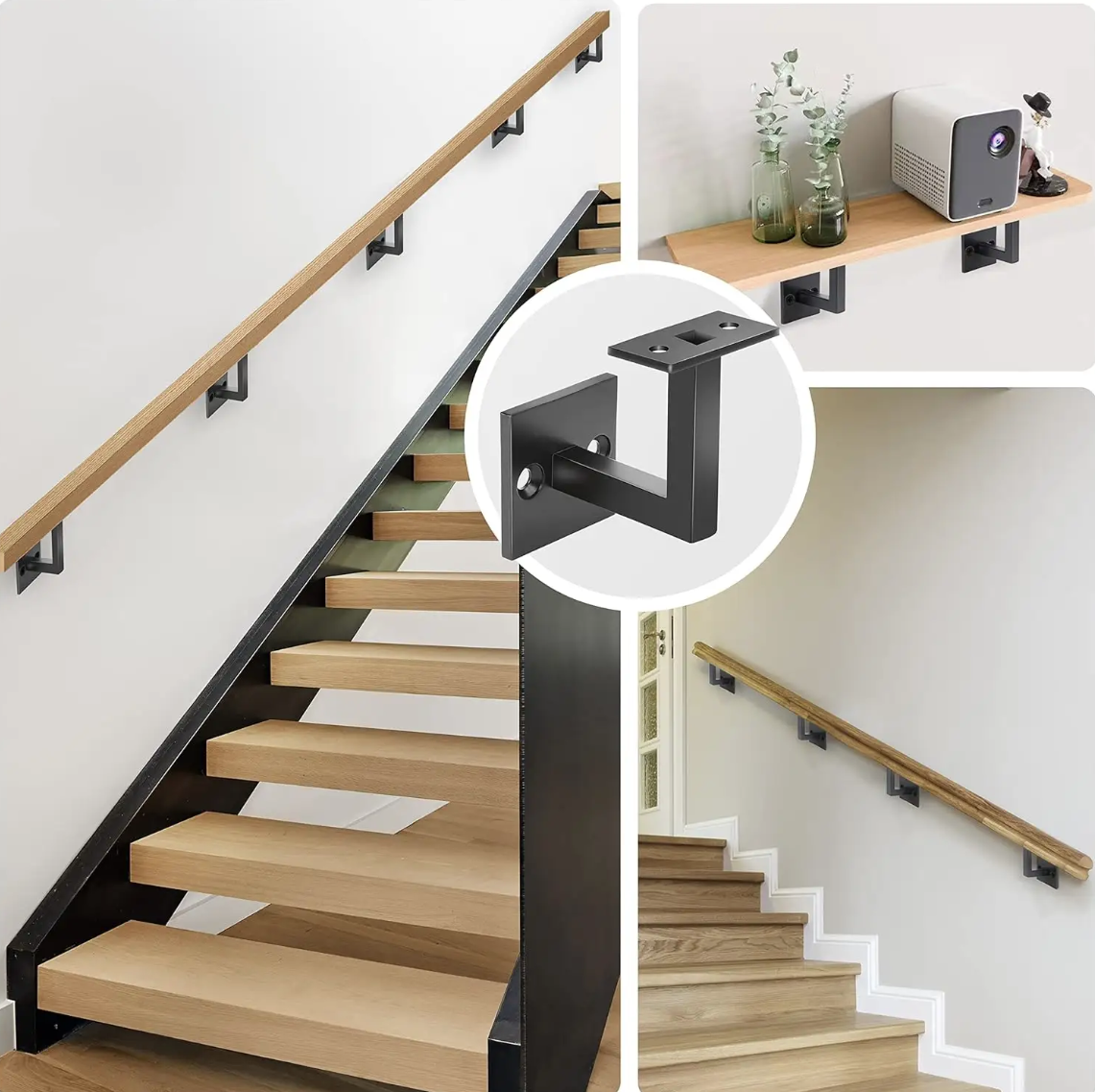Wall handrail bracket, black, Fe