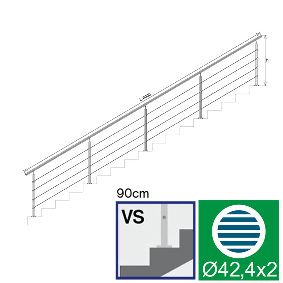 Cable railing AISI304, VR STAIRS AISI304, D42,4/4x