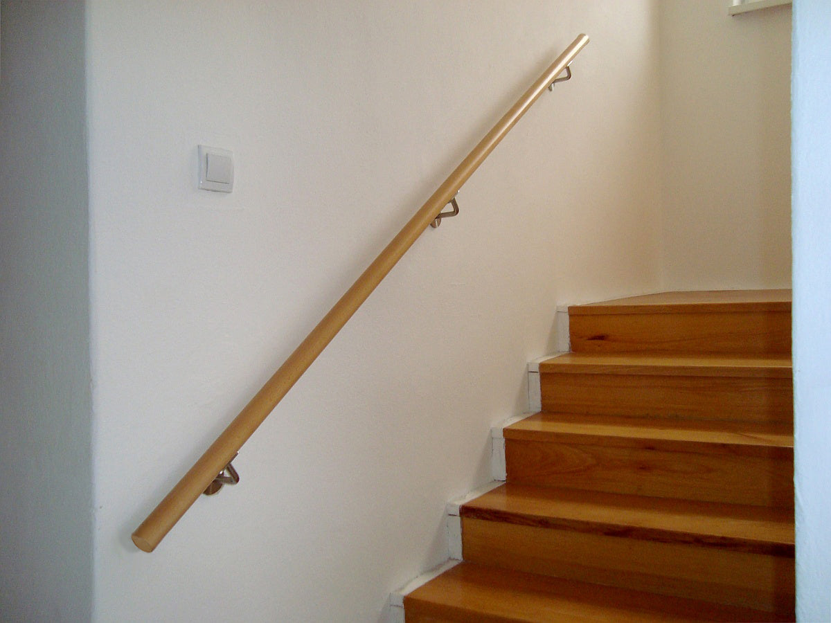 Wooden handle beech and stainless steel holders, L4000mm