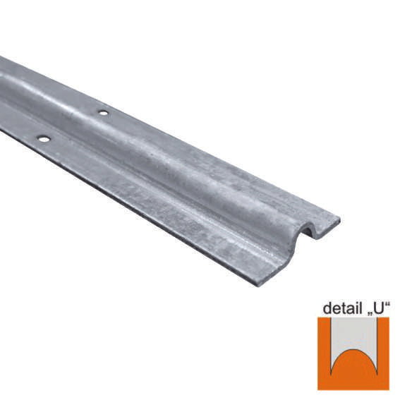 Bottom guiding rail - U Zn,60x16mm, t3mm, L3m