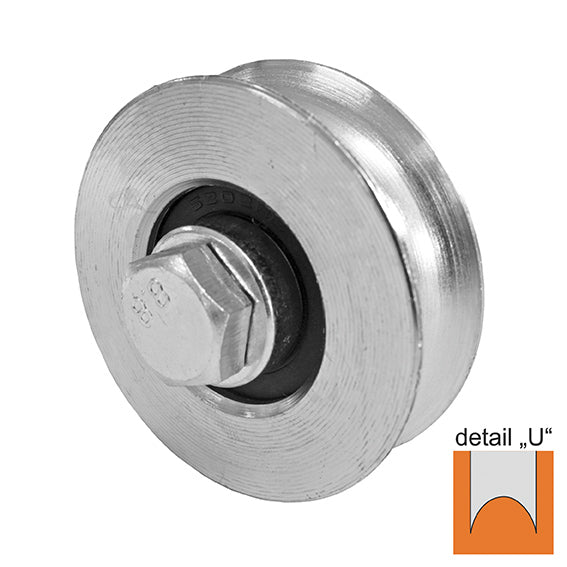 Wheel for sliding gates with U groove INOX, D80mm