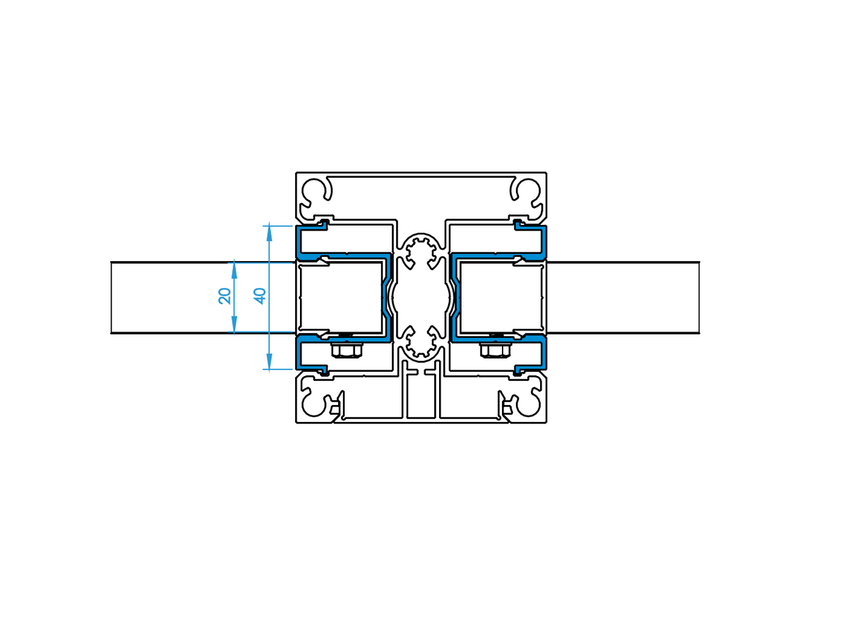 Aluminiowa redukcja słupka z 40 na 20 mm wypełnienie, 40 x 26 – 6,0 m – Antracyt RAL 7016