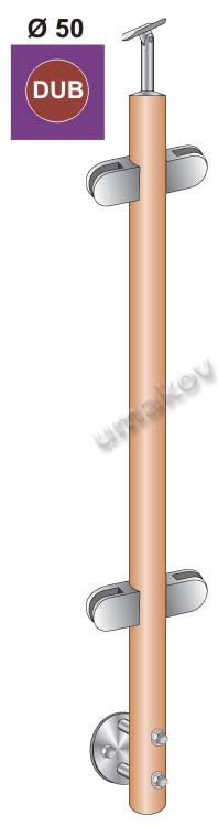 Oak pole D42,4 - 4 clamps, h=100cm, BK - stairs