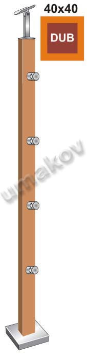 Oak pole 40x40mm, 4xd12mm, h=90cm, VK- stairs