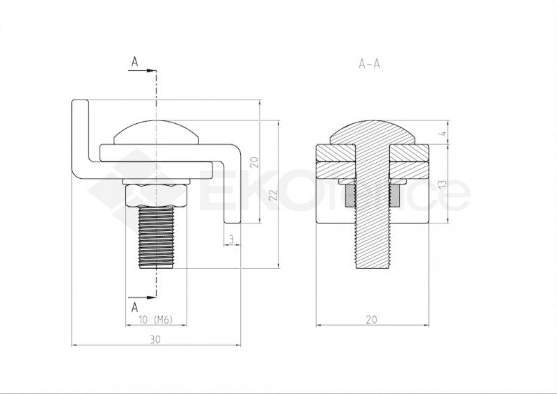 Connector of panels for infinite assembly ZnPVC anthracite