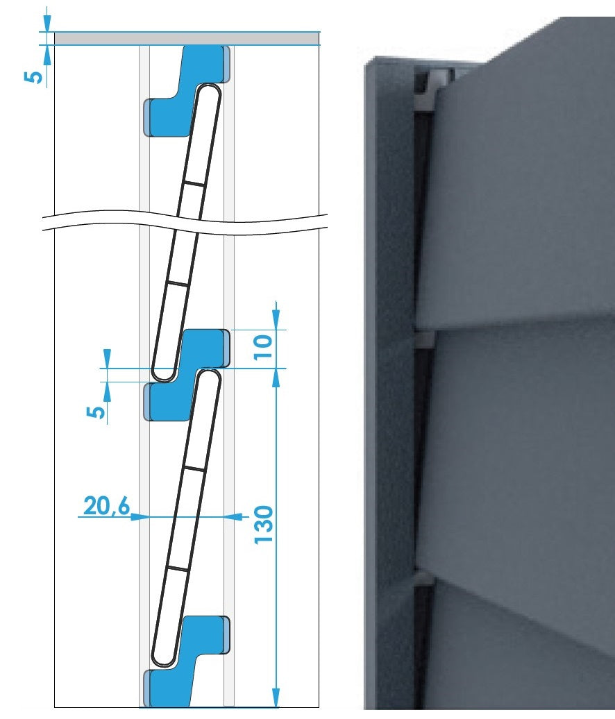 Aluminum fence slat 8x120x1800mm