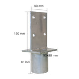 Nadstavec na zemnú skrutku „T“ Zn 90x90x130x60mm
