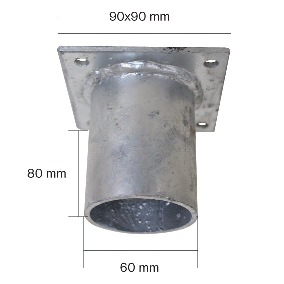 Nadstavec na zemnú skrutku plochý Zn 90x90x60mm