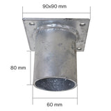 Nadstavec na zemnú skrutku plochý Zn 90x90x60mm