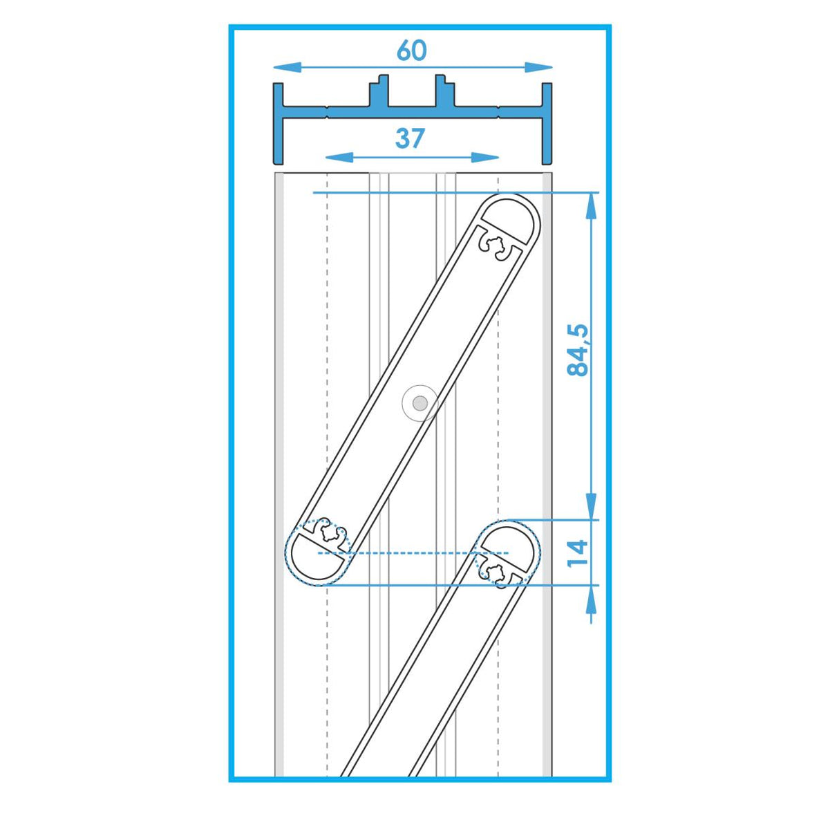 Aluminum fence slat oval 14x95-6000mm