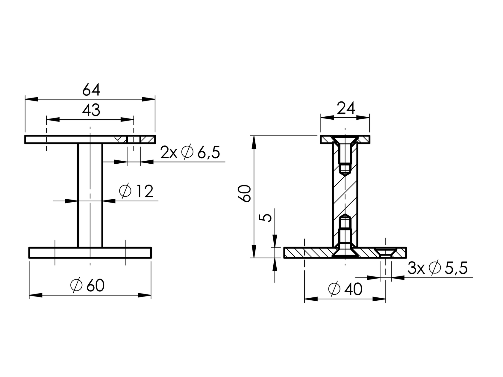 Handrail brakcet for walls
