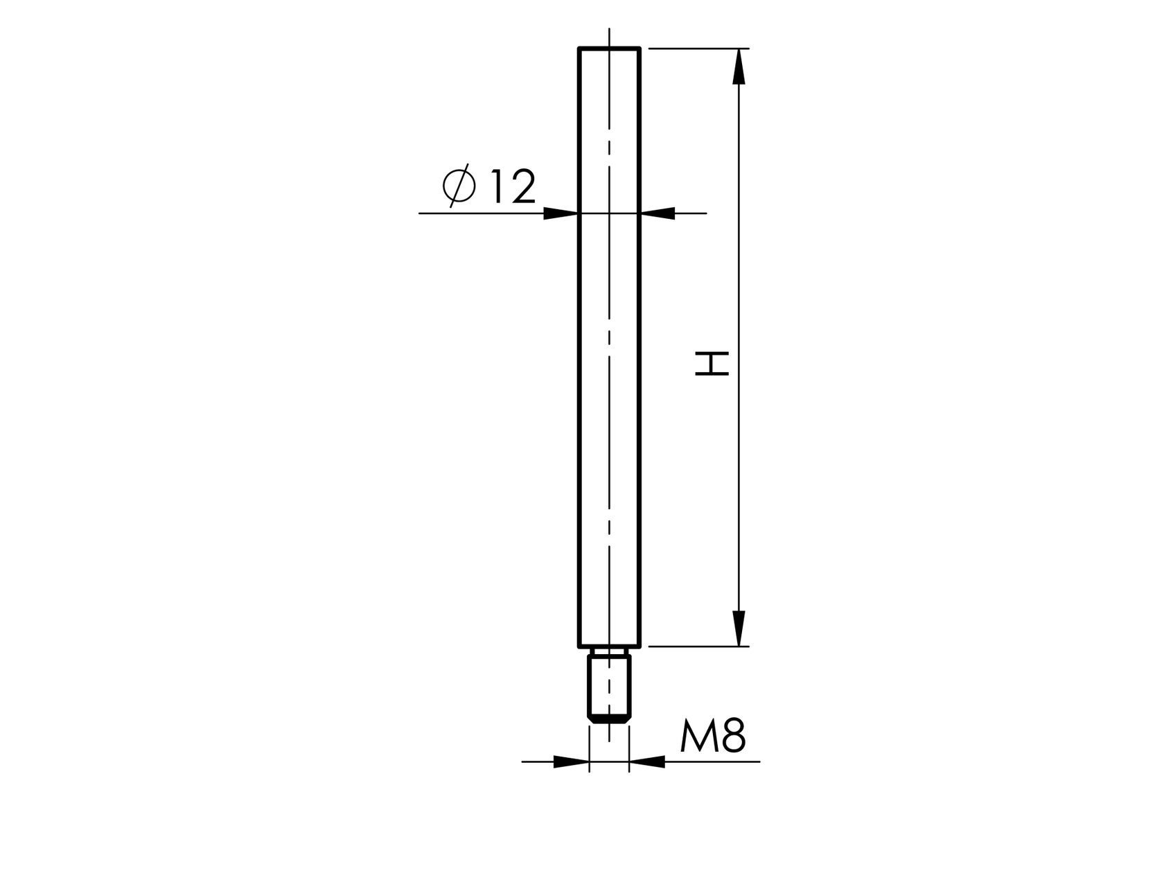 Handrail bracket AISI316, K320, D12/H100mm, M8