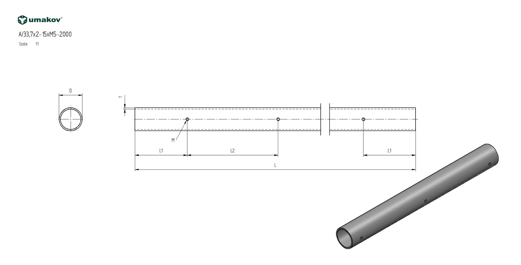 Brushed pipe AISI304