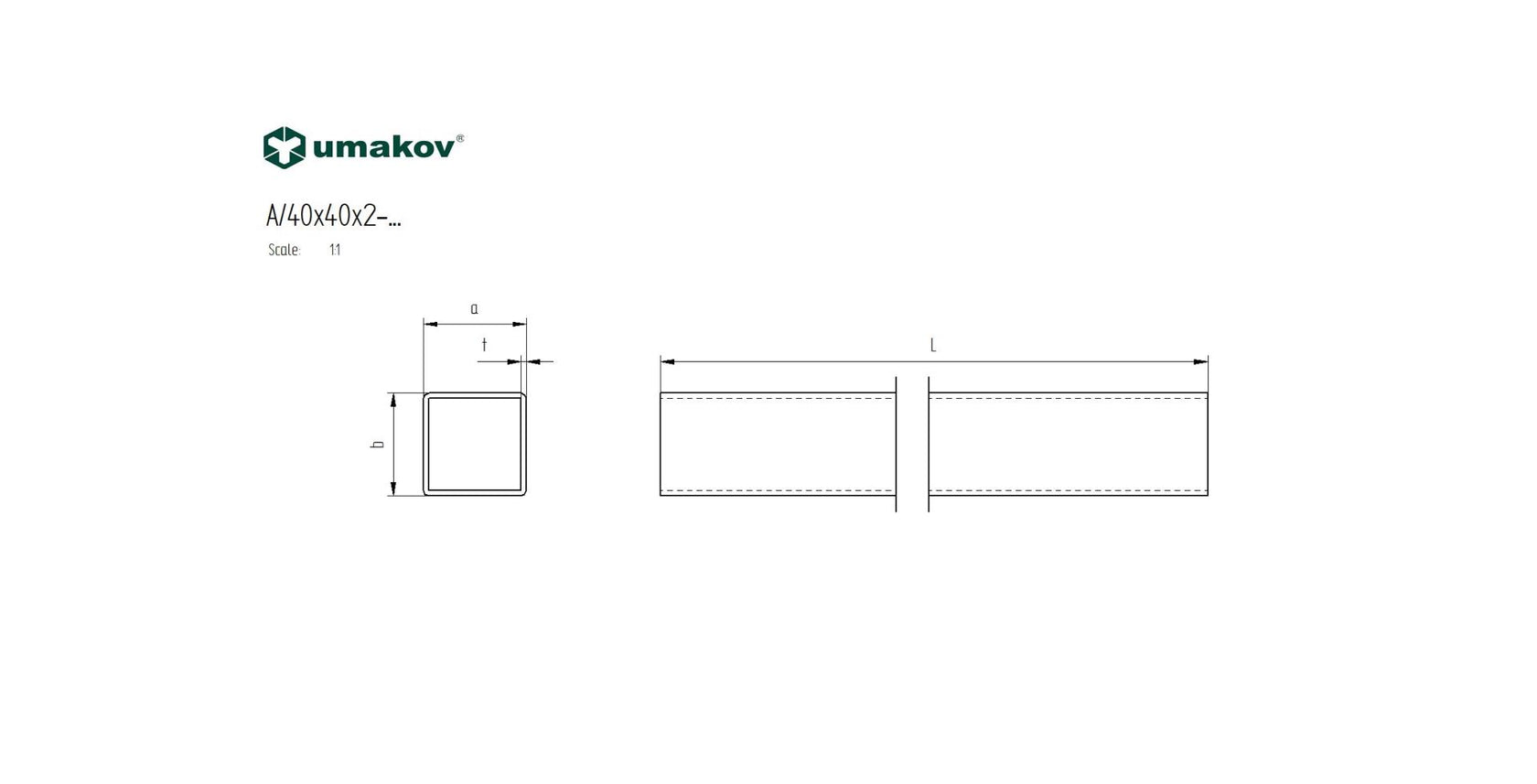 Stainless steel square profile