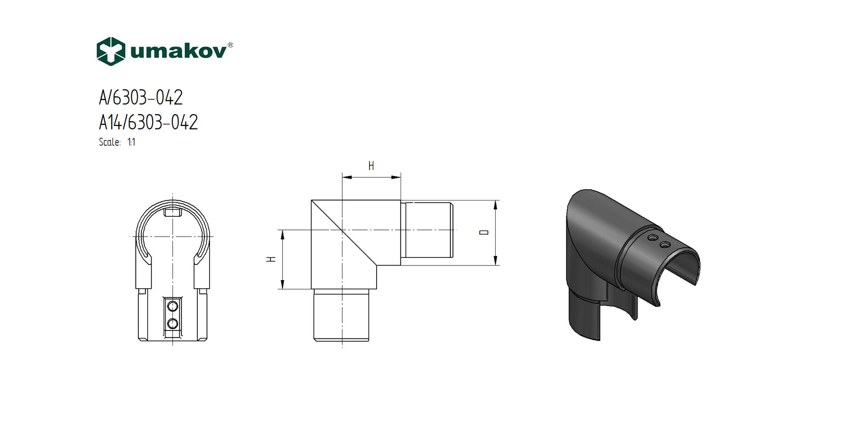 Vertical Elbow AISI316 90°, D42,4mm
