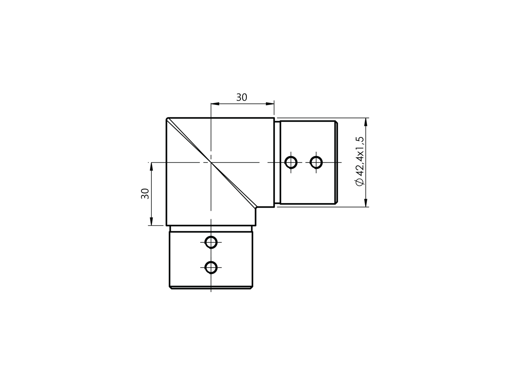 Handrail bracket - glass holder - elbow