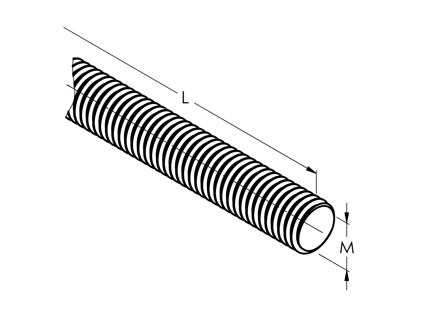 Threaded rod, stainless steel, AISI304, M10/L1000mm