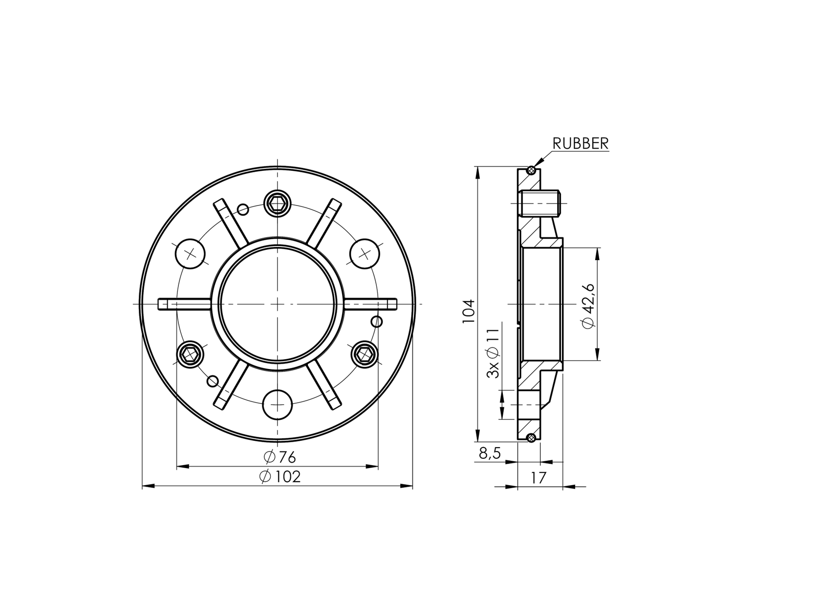 Flange adjustable