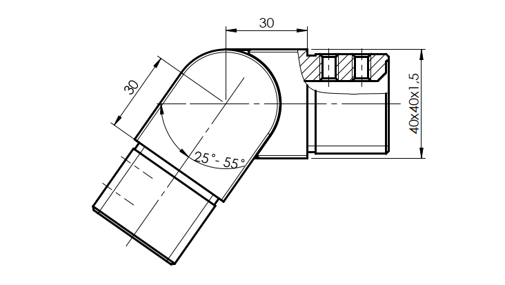 Flush angle for handrail on glass railing