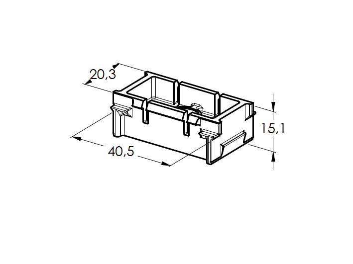 Click-lock connector for facade system, 25 x 25 - Anthracite RAL 7016, 50pcs