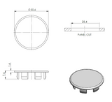 End cap for AL profile, PVC, D25mm
