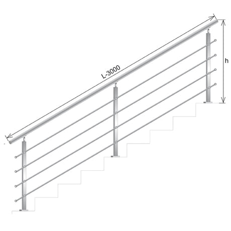 Railing JP, VR STAIRS AISI304, 40x40x2/4xd12/H900/