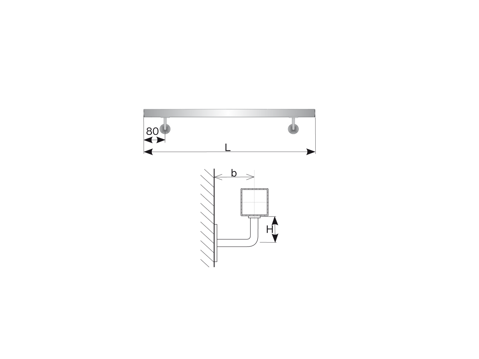 Handrail AISI304, 40x40mm/L3000mm