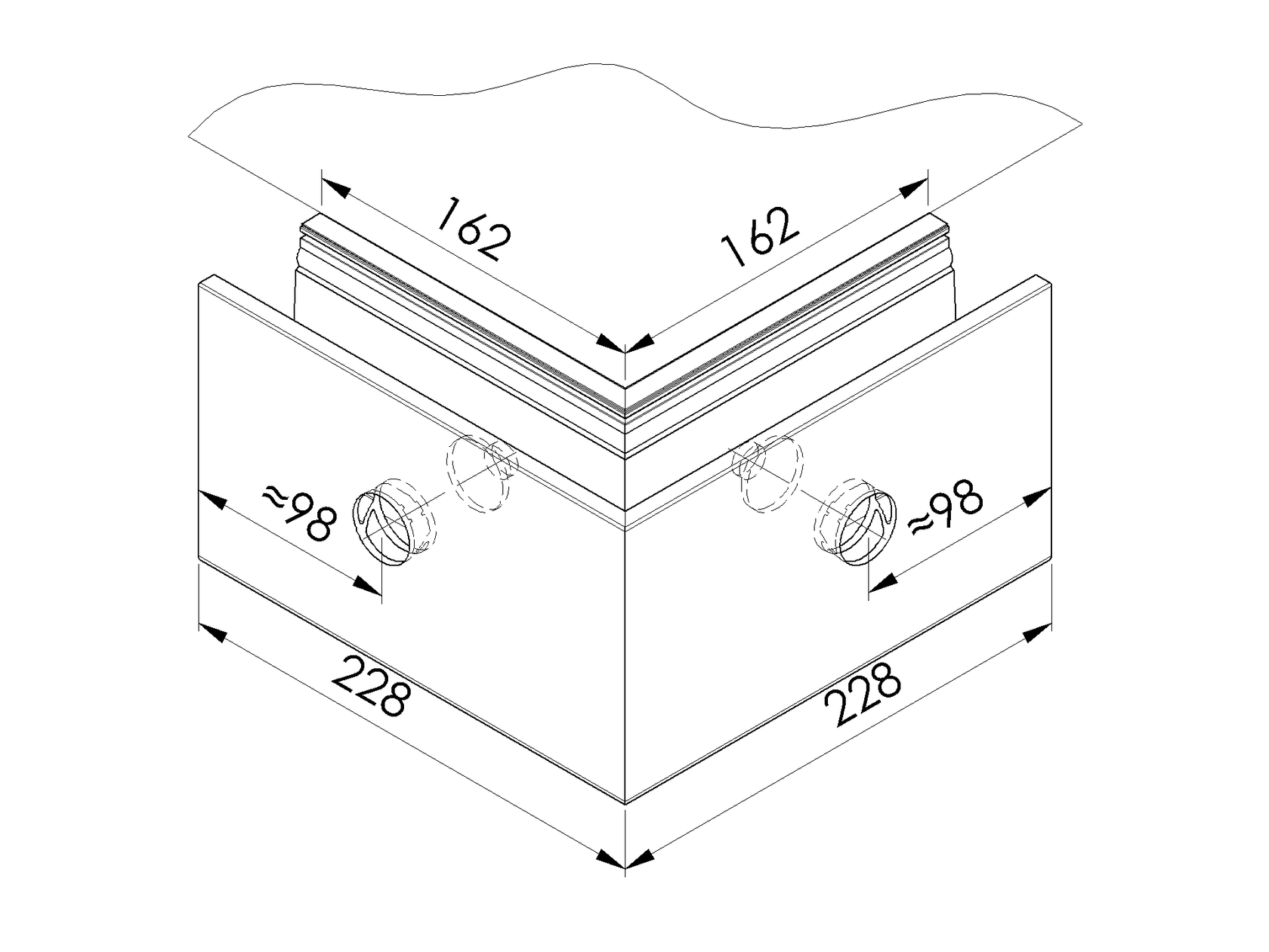 AL profile, side mounting, 90°conector