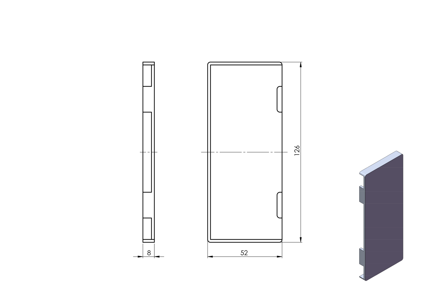 End cap for profile AL/0005-D-S-EB