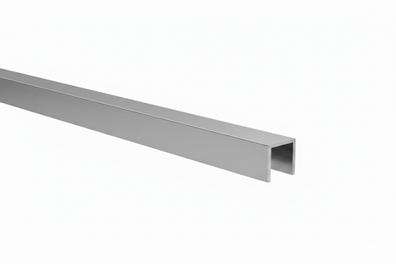Glass mounting profile U AL 15x15x2mm for 6–8mm glass