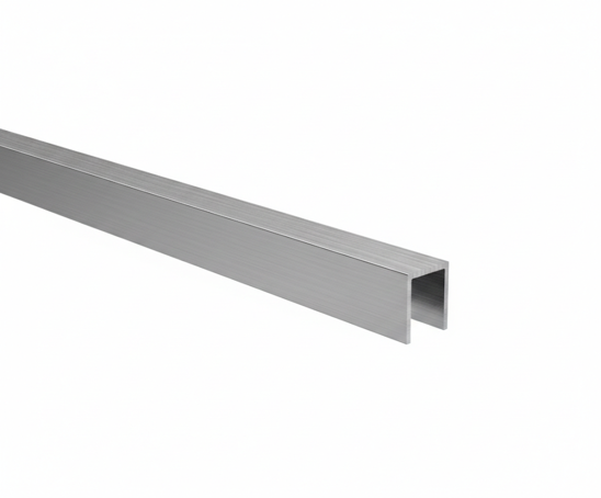 Profilo per vetrate a U in alluminio 20x30x2 mm per vetro da 10-12 mm, effetto INOX