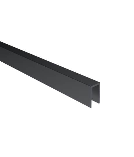 U-shaped aluminium glazing profile 20x40x2mm for 10–12mm glass, black anodised