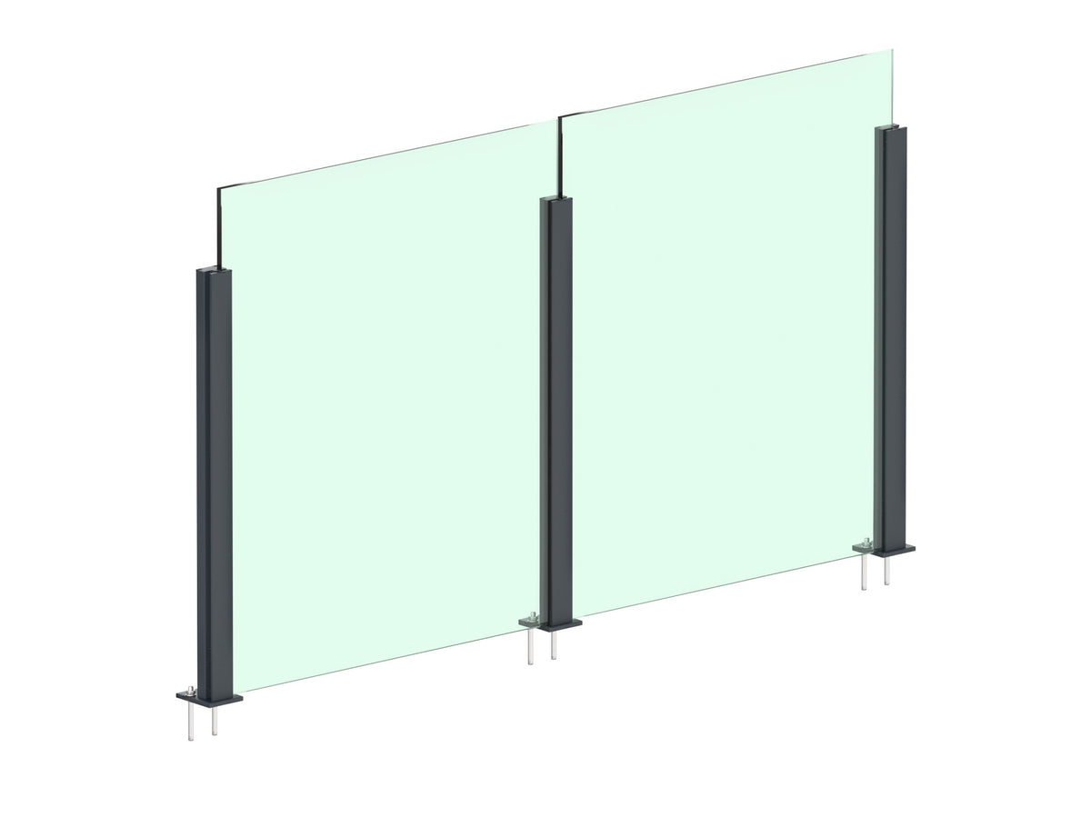 Aluminium Post Set 56×60 - 1m, Top Mounting with Covers, Intermediate - Anthracite RAL 7016