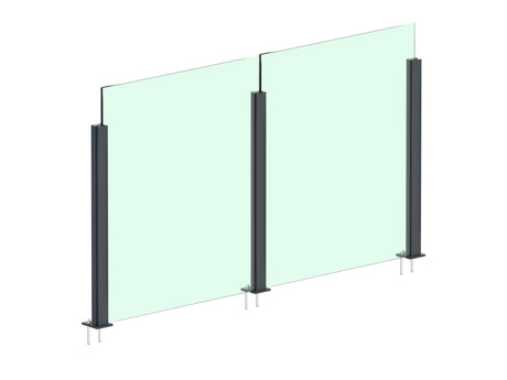 Aluminium Post Set 56×60 - 1m, Top Mounting with Covers, Intermediate - Anthracite RAL 7016